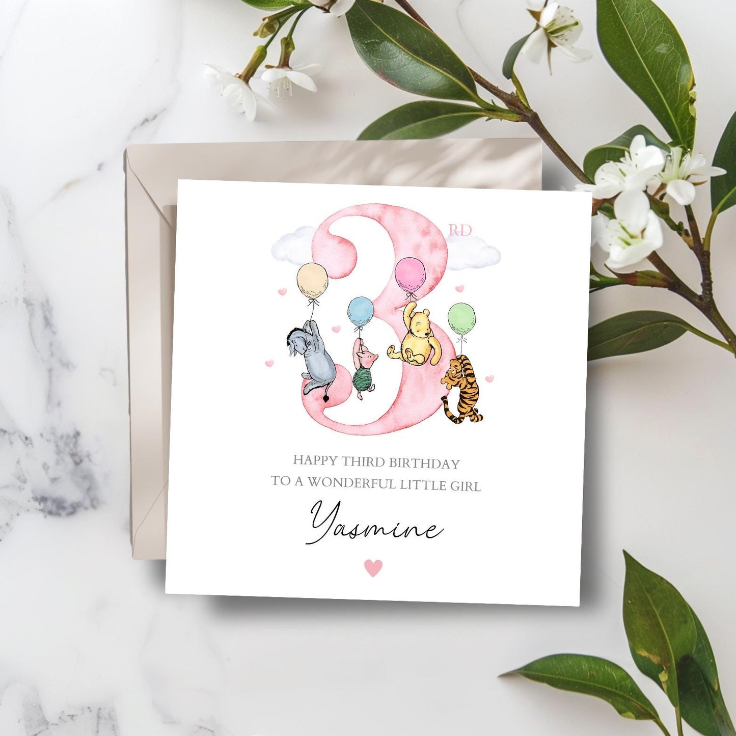 Personalised Third Birthday Winnie The Pooh Card |3rd birthday Winnie Blue Card| Birthday Card for Boy, Grandson, Son, Nephew Any Relation