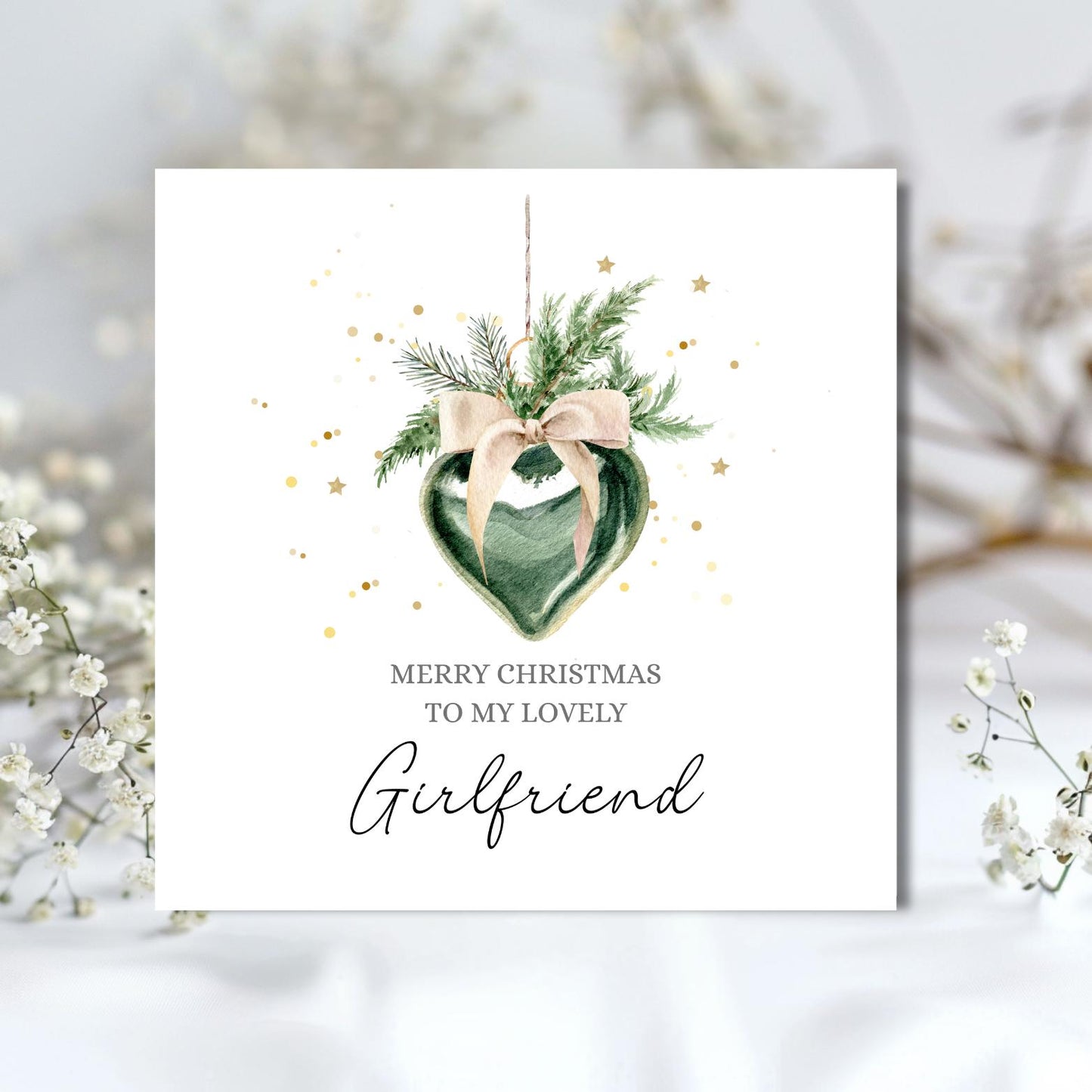 Personalised Fiancé Christmas Card, Couple Bauble Christmas Card, Merry Christmas Wife, Xmas Card Girlfriend , Mum, Auntie, Any Relation