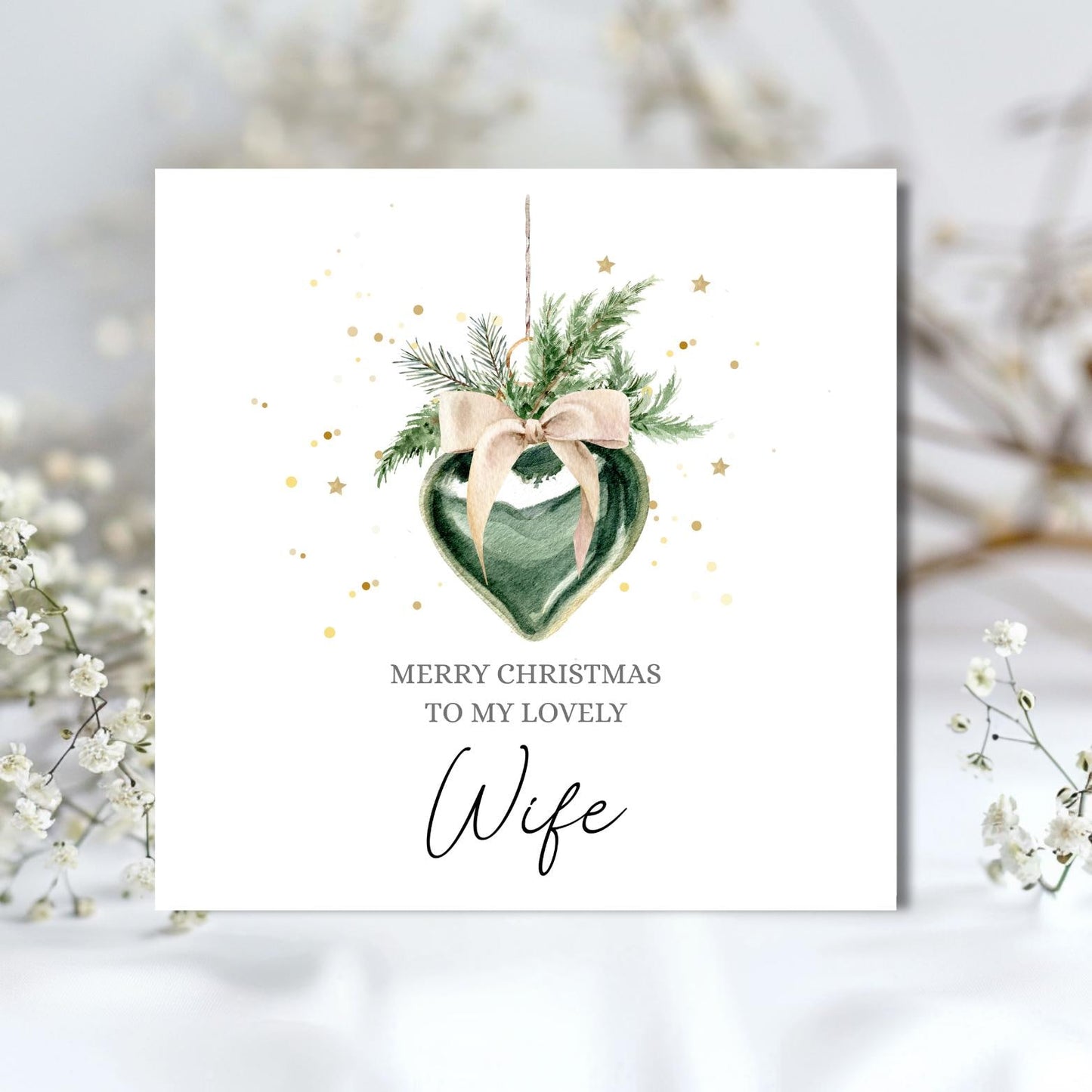 Personalised Fiancé Christmas Card, Couple Bauble Christmas Card, Merry Christmas Wife, Xmas Card Girlfriend , Mum, Auntie, Any Relation