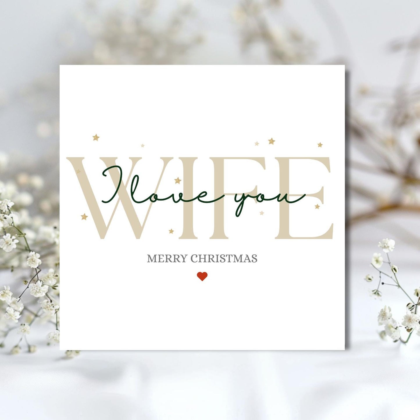 Personalised Wife Christmas Card, Elegant Wife Christmas Card, Merry Christmas Wife, Wife I Love You Card