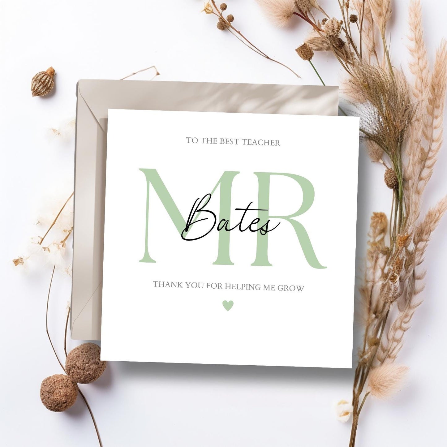 Personalised Thank You Teacher Card, Teacher Card, Thank You Teacher Card, End of Term Card, Simple Elegant Design