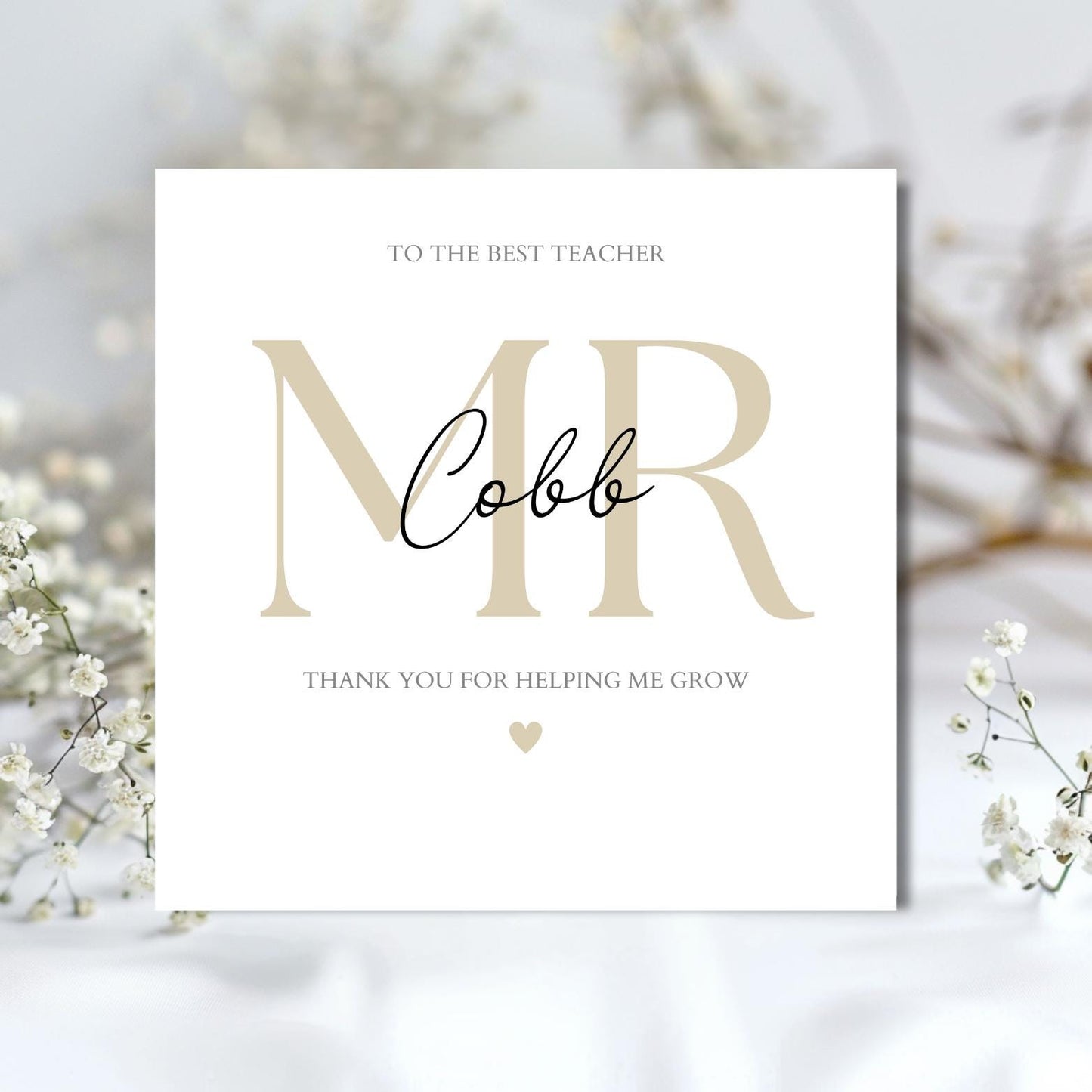 Personalised Thank You Teacher Card, Teacher Card, Thank You Teacher Card, End of Term Card, Simple Elegant Design