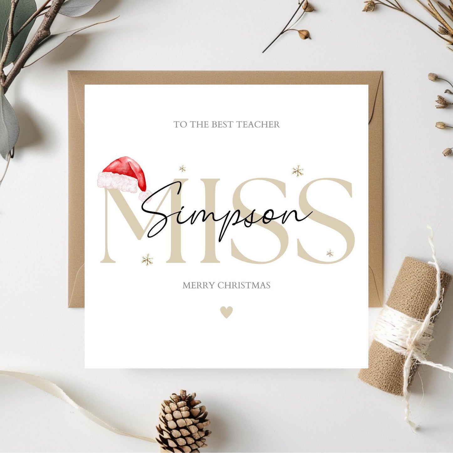 Personalised Teacher Christmas Card, Nursery Christmas Card, School Key Worker Christmas Card, Merry Christmas Teacher Card