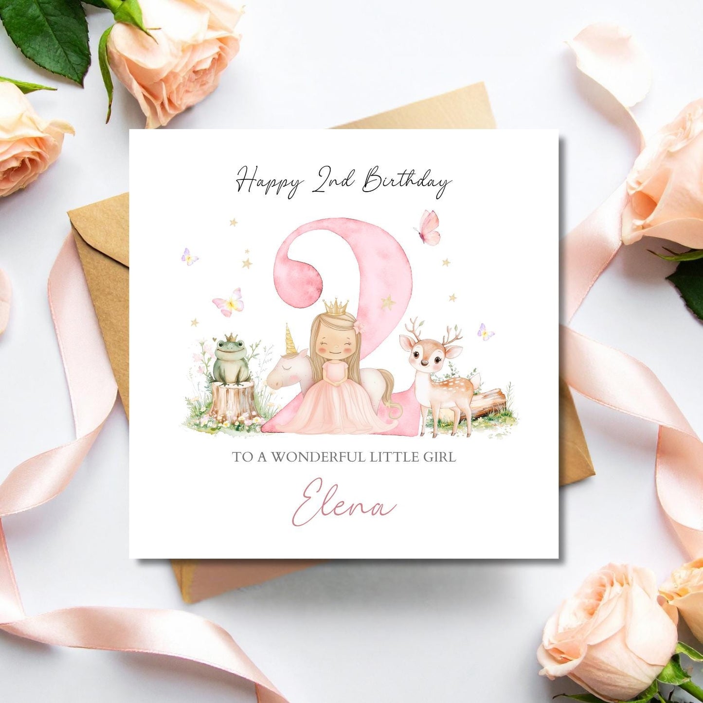 Personalised First Birthday Princess Card | 1st birthday Unicorn card |First Birthday Card|Pink 1st Birthday Card For Daughter,Granddaughter
