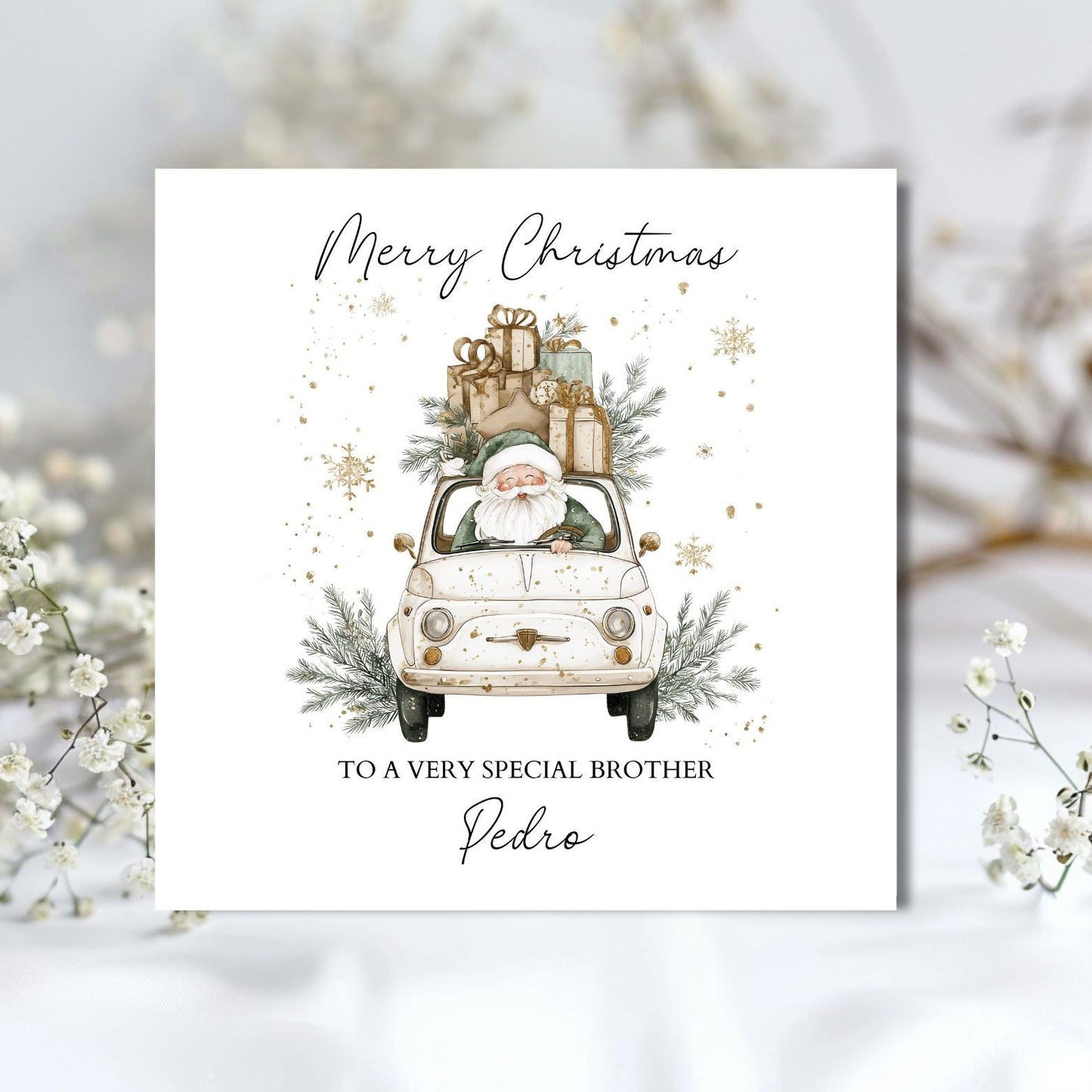 Personalised Mum And Dad Christmas Card, Parents Car Christmas Card, Merry Christmas Mum and Dad, Xmas Card Nanna, Grandad, Any Relation