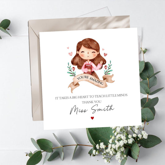 Personalised Thank You Teacher Card, Teacher Card, Thank You Teacher Card, End of Term Card, Key Worker Card, Head Teacher Card