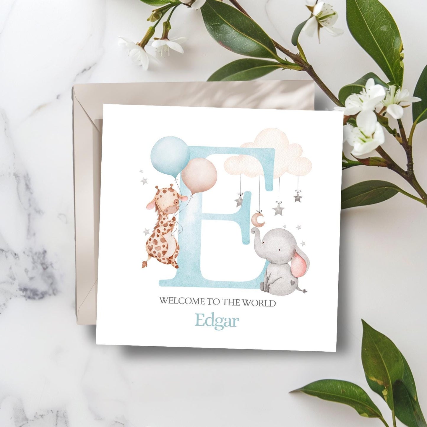 Personalised New Baby Card Animals, Welcome to the World Card, New Baby Girl Card, Neutral Animal Baby Card, New Granddaughter, Niece Card
