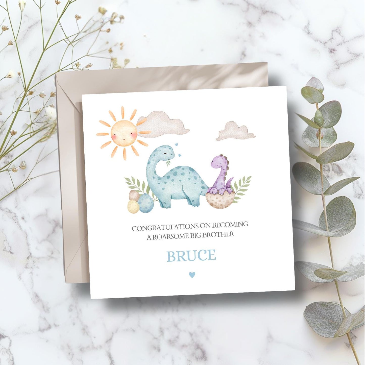 Personalised Big Brother Card - Dinosaur Big Brother Card For Son- Promoted to Big Brother- Dino Big Brother Card for Son, Grandson, Nephew