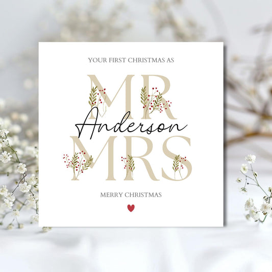 Personalised Mr & Mrs Christmas Card, Couple Christmas Card, Xmas Card Daughter, Husband and Wife, Couple, Friends Card, Any Relation