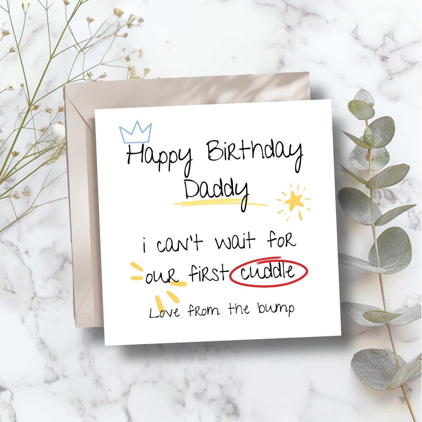 Personalised Daddy Birthday Card From the Bump - Daddy to Be Birthday Card-Best Dad Card- Scribble Birthday Card for Dad, Any Relation