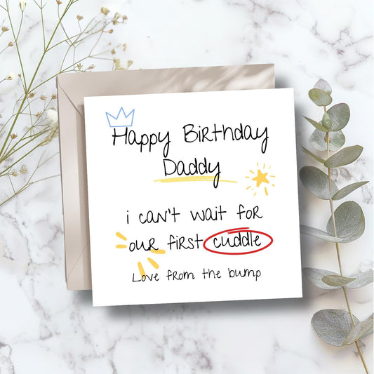 Personalised Daddy Birthday Card From the Bump - Daddy to Be Birthday Card-Best Dad Card- Scribble Birthday Card for Dad, Any Relation