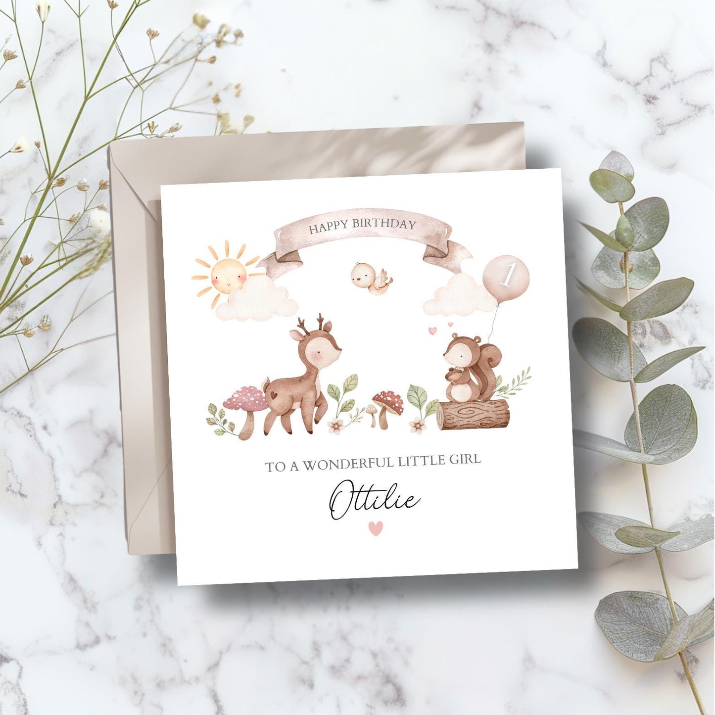 Personalised First Birthday Card Woodland Animals | 1st birthday Animals card | First Birthday Card Boy |1st Birthday Card for Daughter, Son