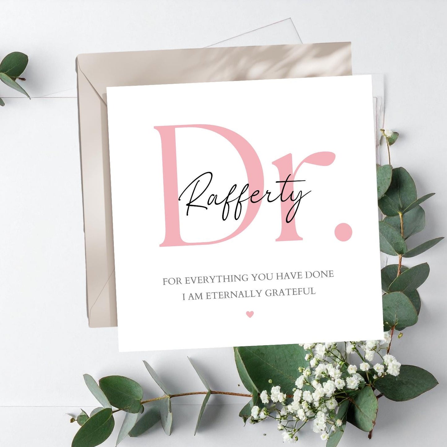 Personalised Doctor Thank You Card, Doctor Ward Thank You Card, Thank You For Your Support Card, Eternally Grateful Beige Thank You Card