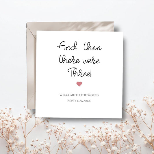 Personalised Baby Card, And Then There Were Three, Four, Five Baby Card, Welcome to the World Card- Personalised Newborn Card Granddaughter
