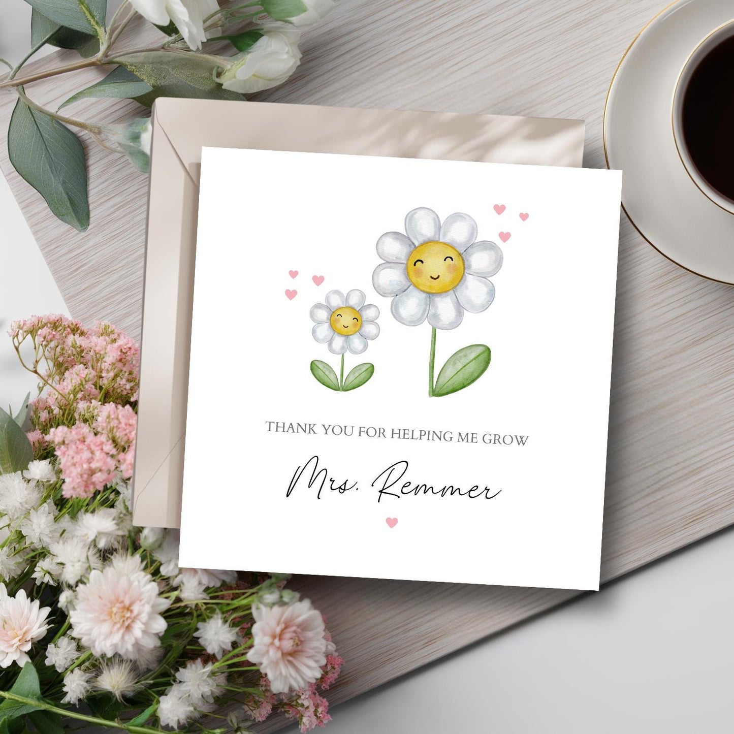 Personalised Thank You Teacher Card, Teacher Card, Thank You Teacher Card, End of Term Card, Thank You For Helping Me Grow Teacher Card