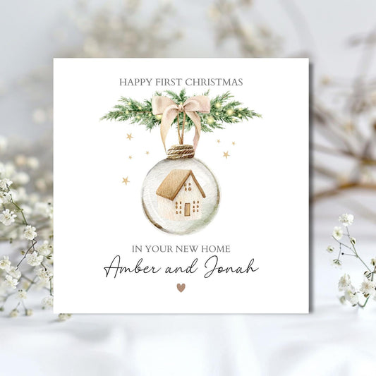 Personalised First Christmas In Your New Home Card, 1st Christmas In Your New Home Card, Personalised Christmas House Greetings Card