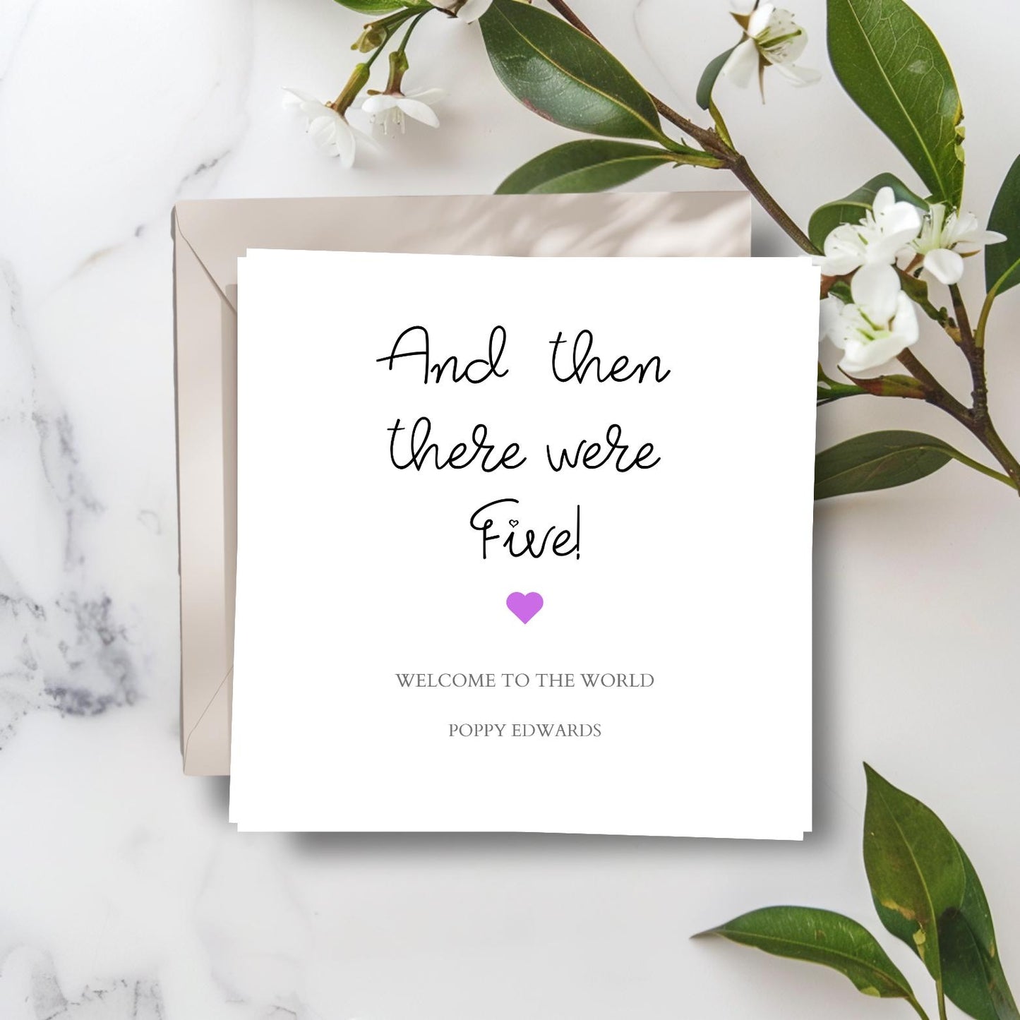 Personalised Baby Card, And Then There Were Five, Three, Four Baby Card, Welcome to the World Card- Personalised Newborn Card Granddaughter