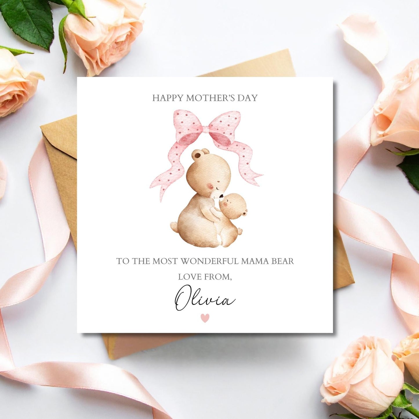 Personalised Mothers Day Card, Mummy Mothers Day Card, Mummy Mothers Day Card, Cute Bear Mum Card