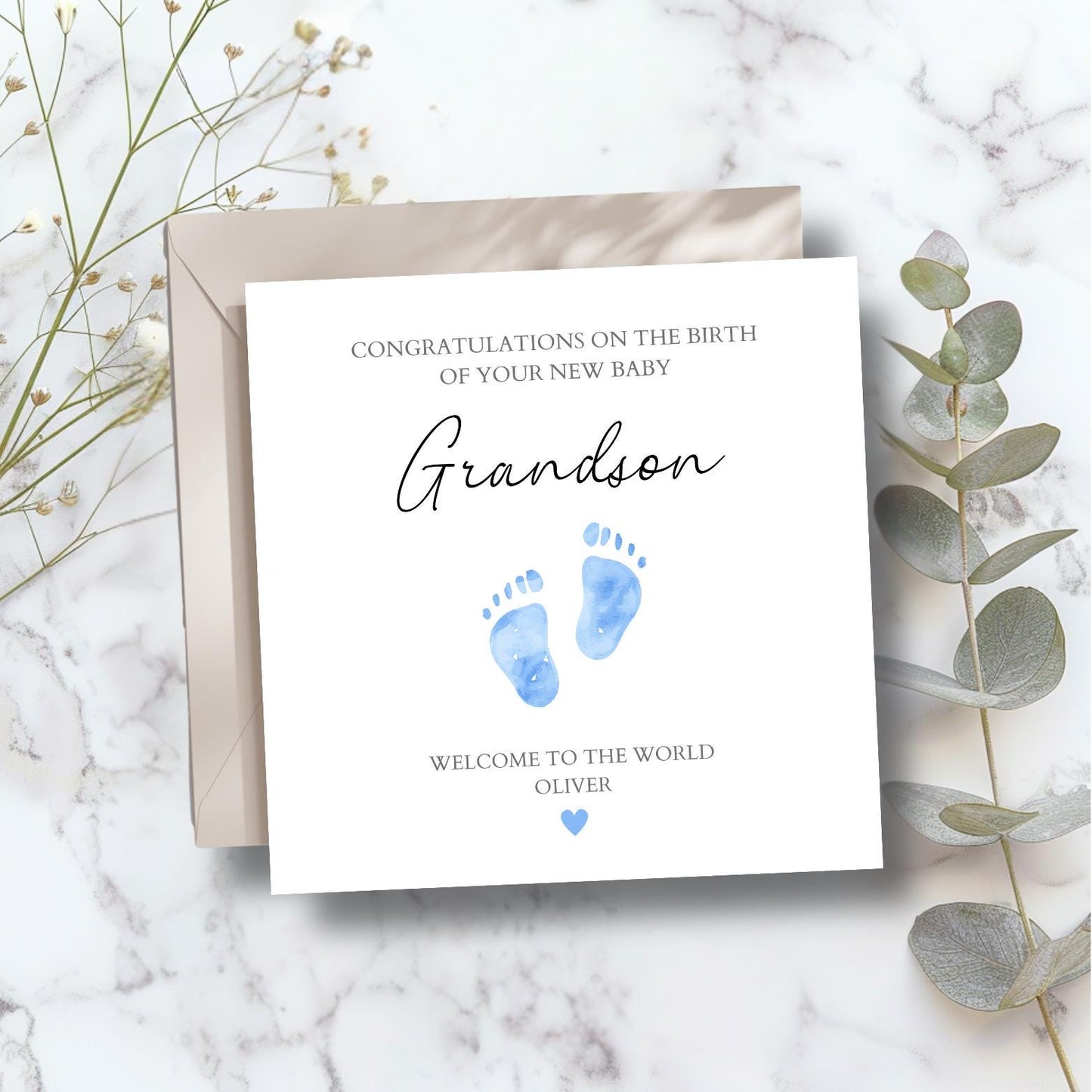 Personalised New Granddaughter Card, New Grandson Card, Congratulations on Becoming New Grandparents Card, Grandma, Grandpa Card
