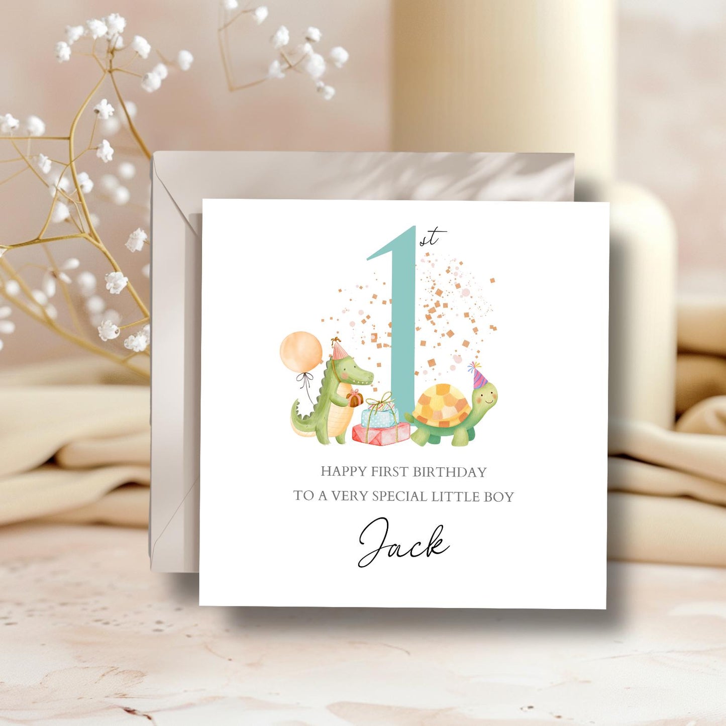 Personalised First Birthday Card Animals | Nephew Birthday Animals card | One Birthday Card for Boy |Birthday Card for Son, Grandson