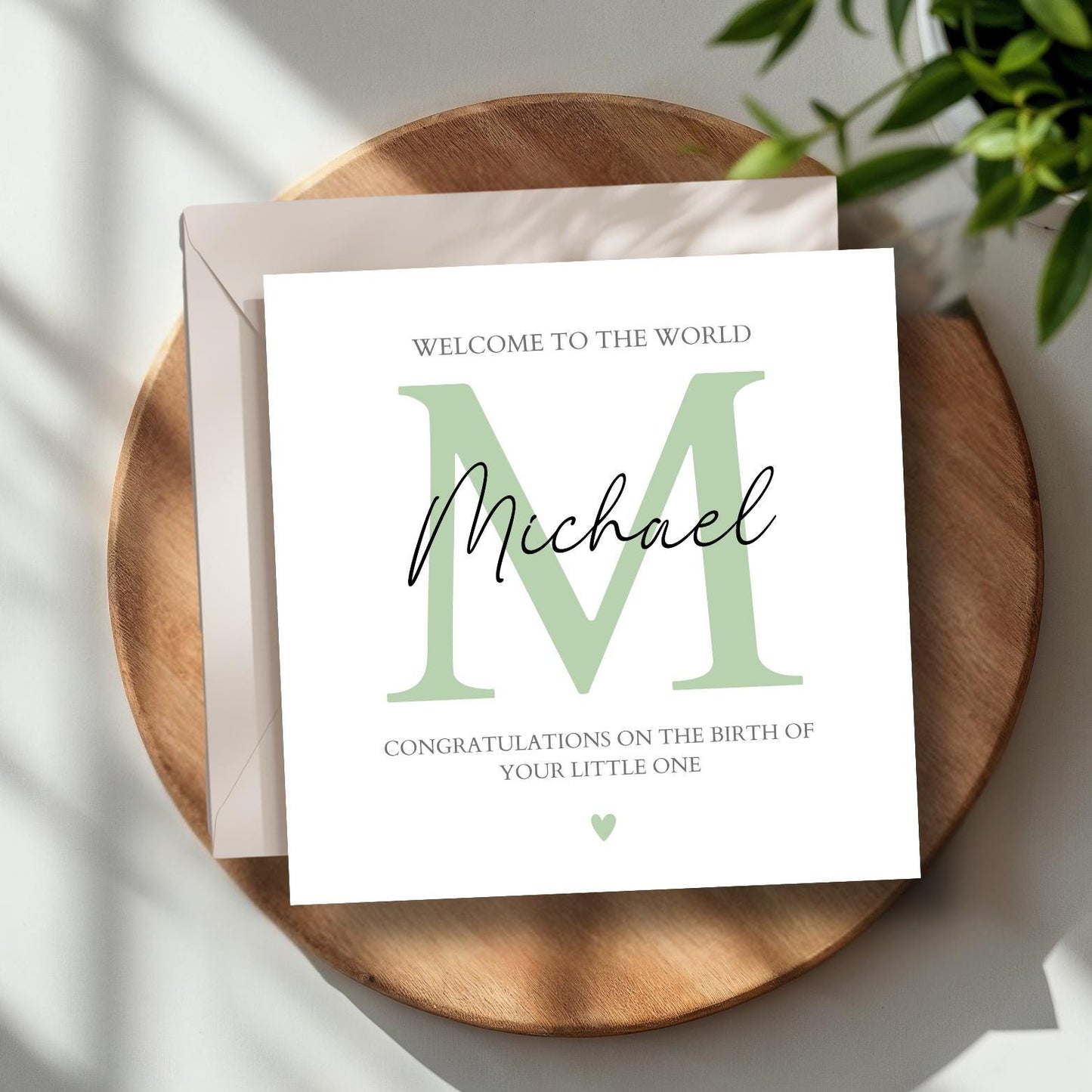 Personalised New Baby Card, Initial Blue Name New Baby Girl Card, Baby Boy Name Initial Card, Colour Choices