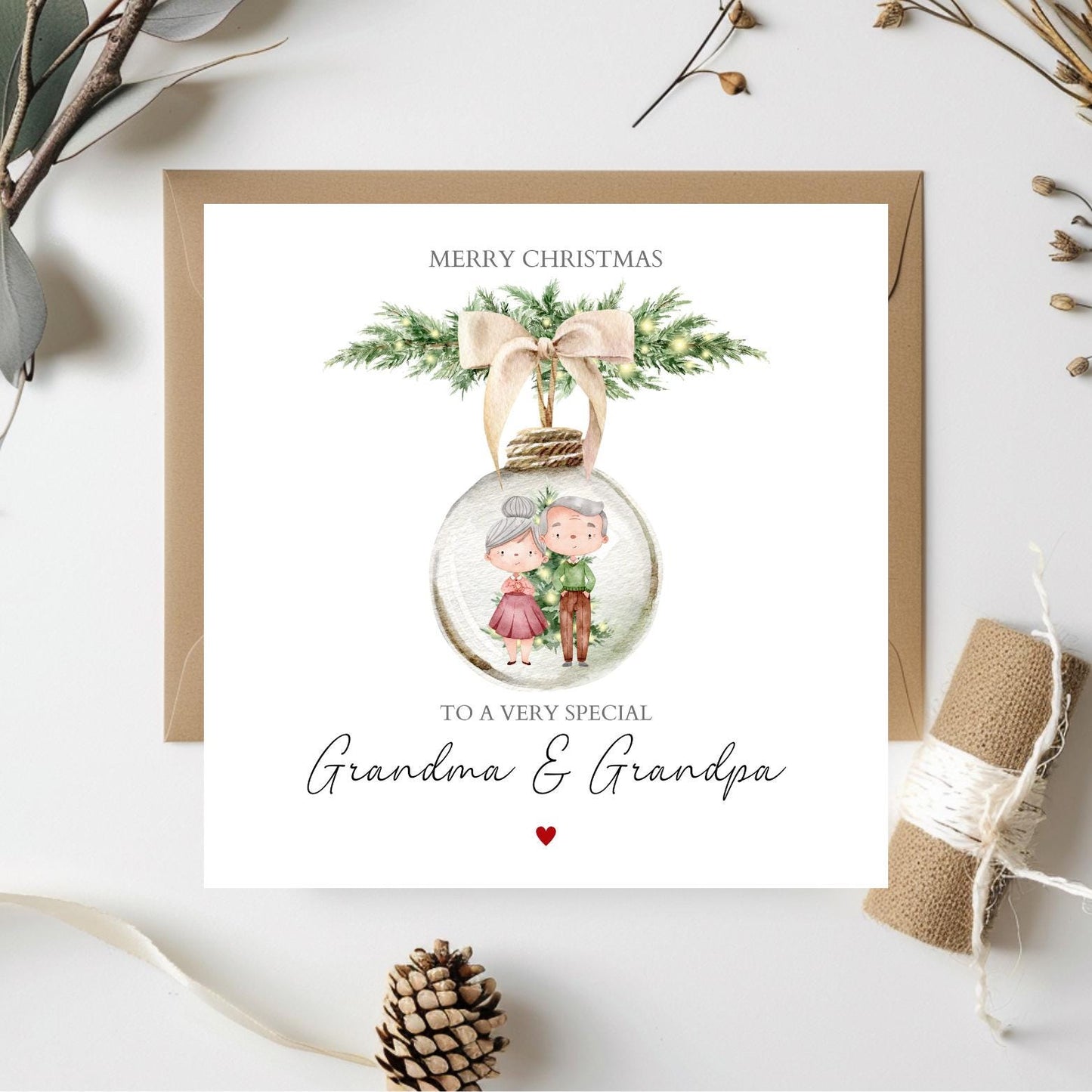 Personalised Grandparents Christmas Card - Christmas Bauble Grandma & Grandpa Card- Xmas Grandparents Card - Nanny Christmas Card | Grandpa