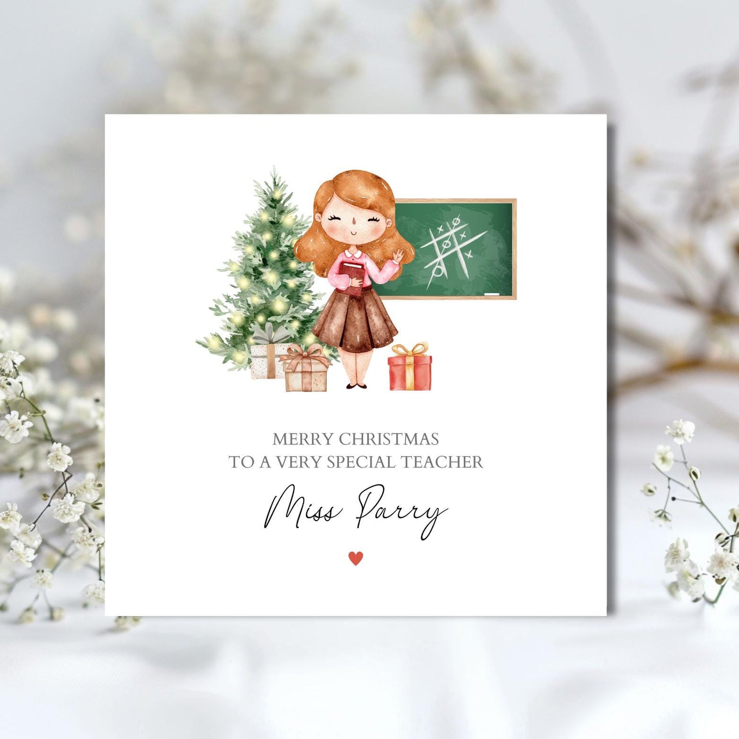 Personalised Key Worker Christmas Card, Nursery Christmas Card, School Teacher Christmas Card, Merry Christmas Teacher Card