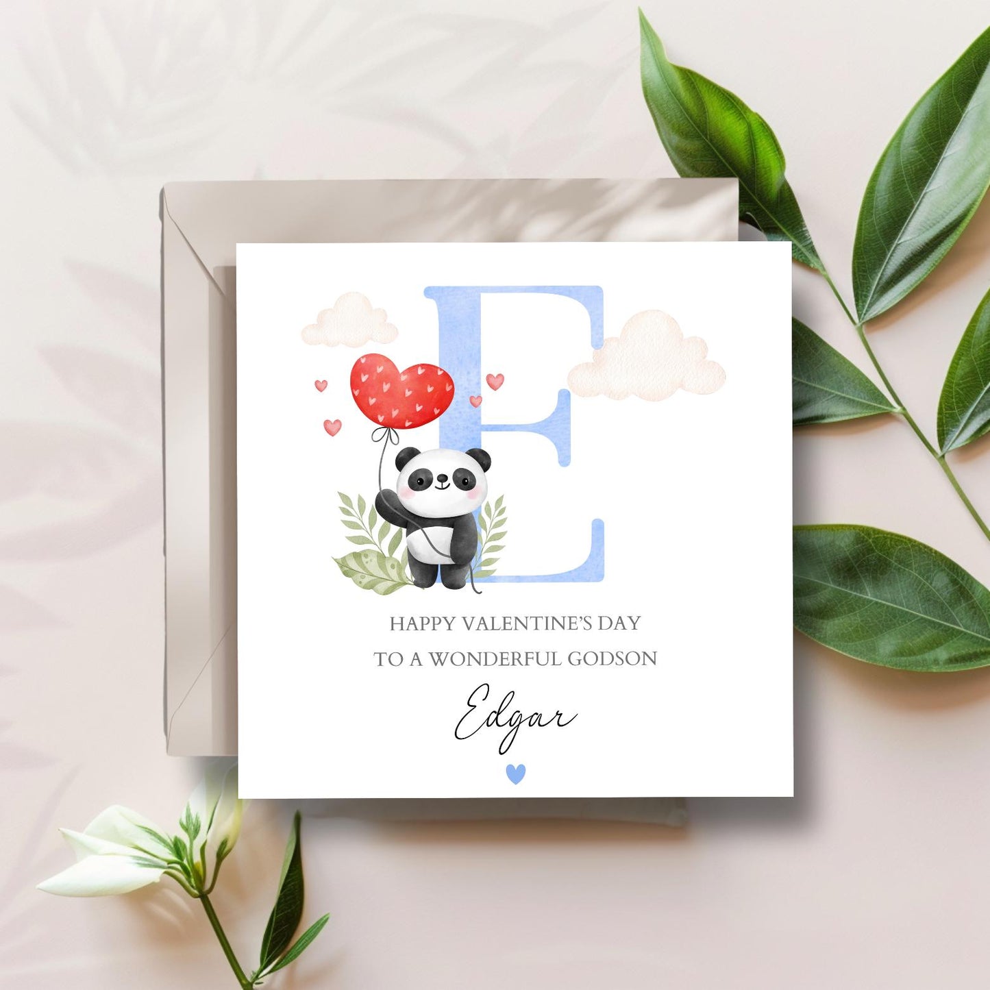 Personalised Valentines Day Card, Valentines Day Card for Girl, Boy 1st Valentine's Card. Panda Valentines Day Card for Daughter, Son, Niece