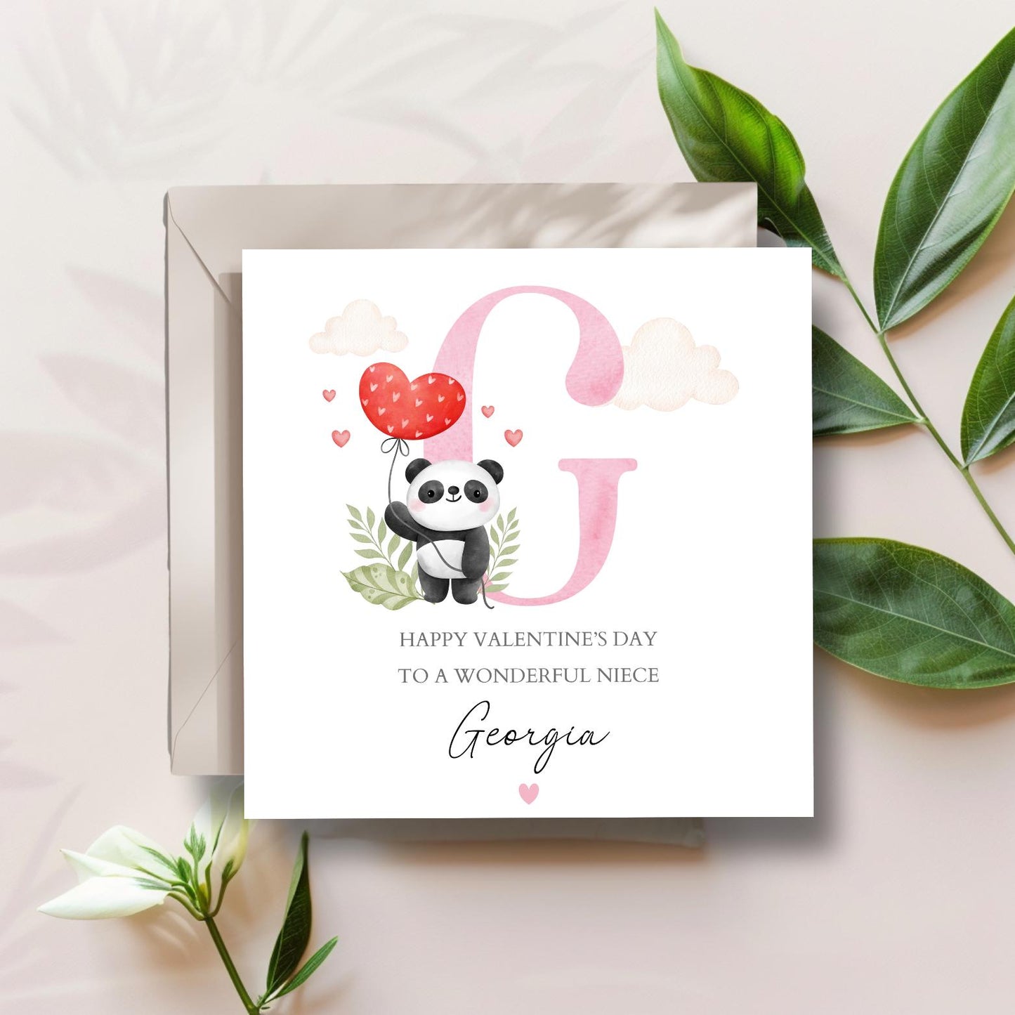 Personalised Valentines Day Card, Valentines Day Card for Girl, Boy 1st Valentine's Card. Panda Valentines Day Card for Daughter, Son, Niece