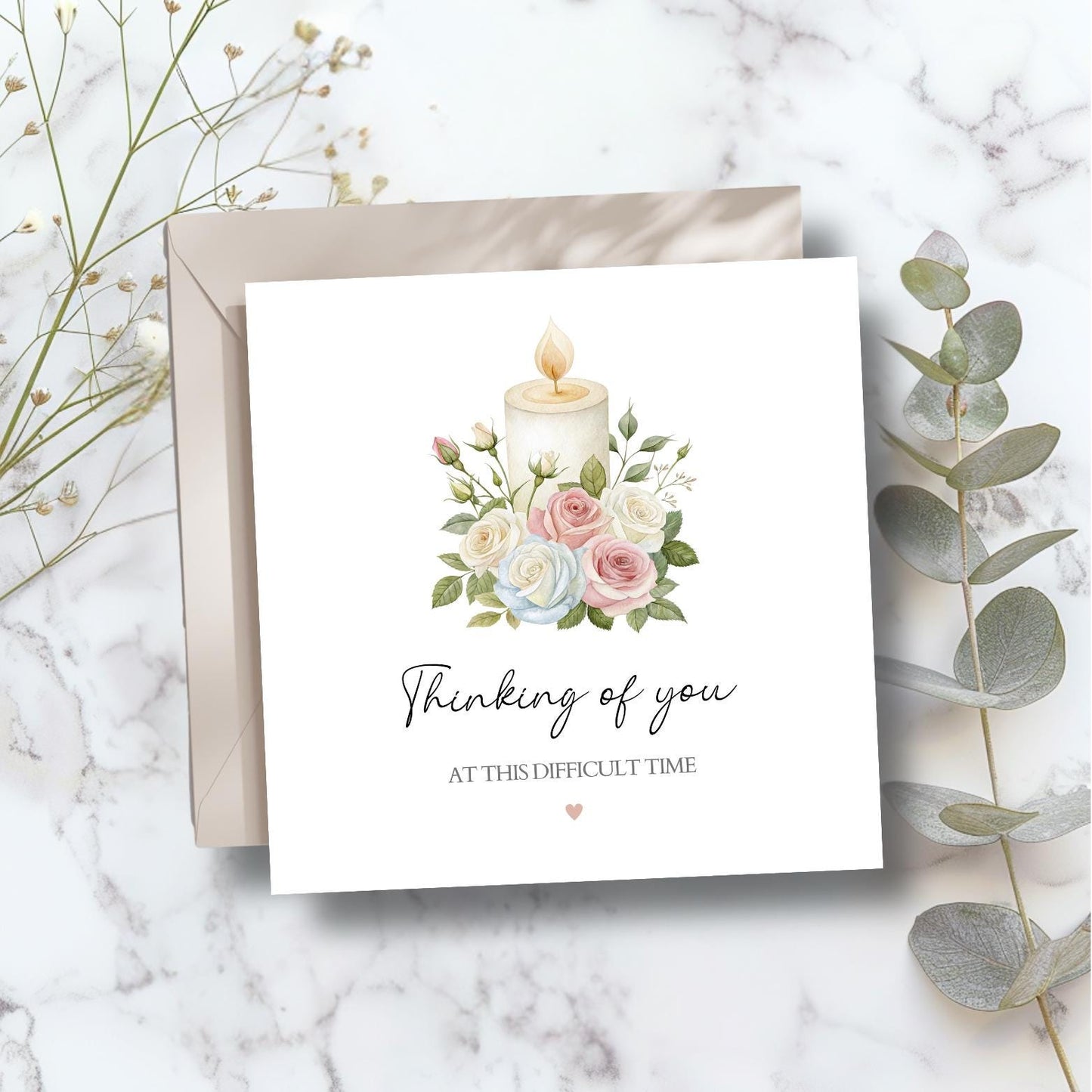 Thinking of You Card, Floral Candle Sympathy Card, Bereavement Card, Sorry For Your Loss Card, , Beautiful Soul Beautiful Memories Card