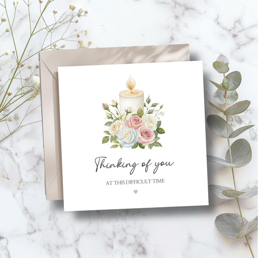 Thinking of You Card, Floral Candle Sympathy Card, Bereavement Card, Sorry For Your Loss Card, , Beautiful Soul Beautiful Memories Card