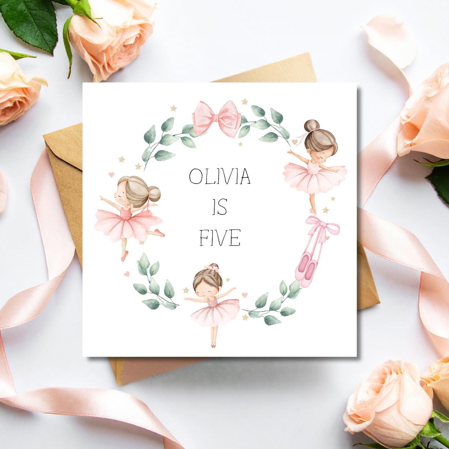 Personalised Ballerina Birthday Card |2nd birthday Girl Card |3rd Birthday Ballet Card|Pink 1st Birthday Card Granddaughter, Niece, Daughter
