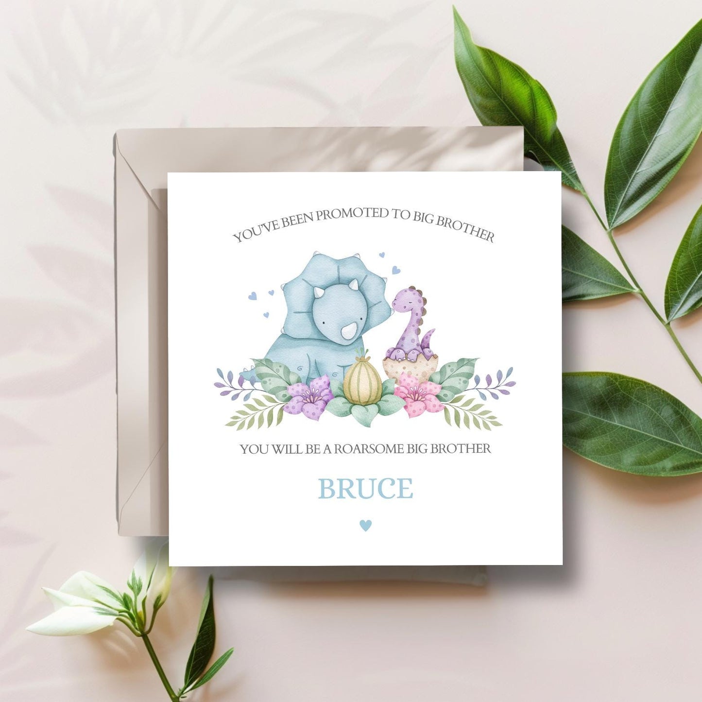 Personalised Big Brother Card - Dinosaur Big Brother Card For Son- Promoted to Big Brother- Dino Big Brother Card for Son, Grandson, Nephew