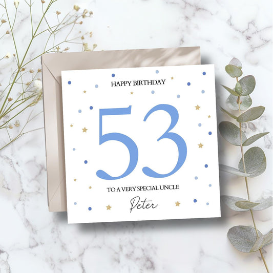Personalised Uncle Birthday Card | Birthday Card for Him | Blue Dots Dad Birthday Card| Any Relation, Grandad, Dad, Uncle Birthday Card
