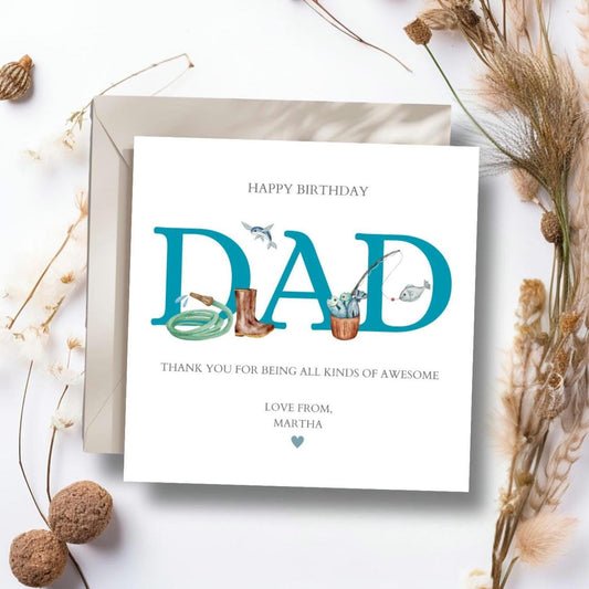 Personalised Dad Birthday Fishing Card - Fishing Birthday Card -Best Dad Card- Fishing Birthday Card for Dad