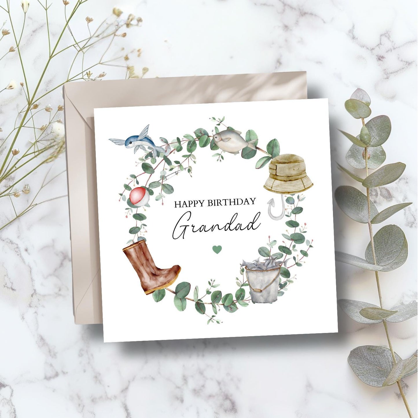 Personalised Grandad Birthday Fishing Card - Fishing Dad Birthday Card -Best Dad Card- Fishing Birthday Card for Dad, Grandad, Uncle