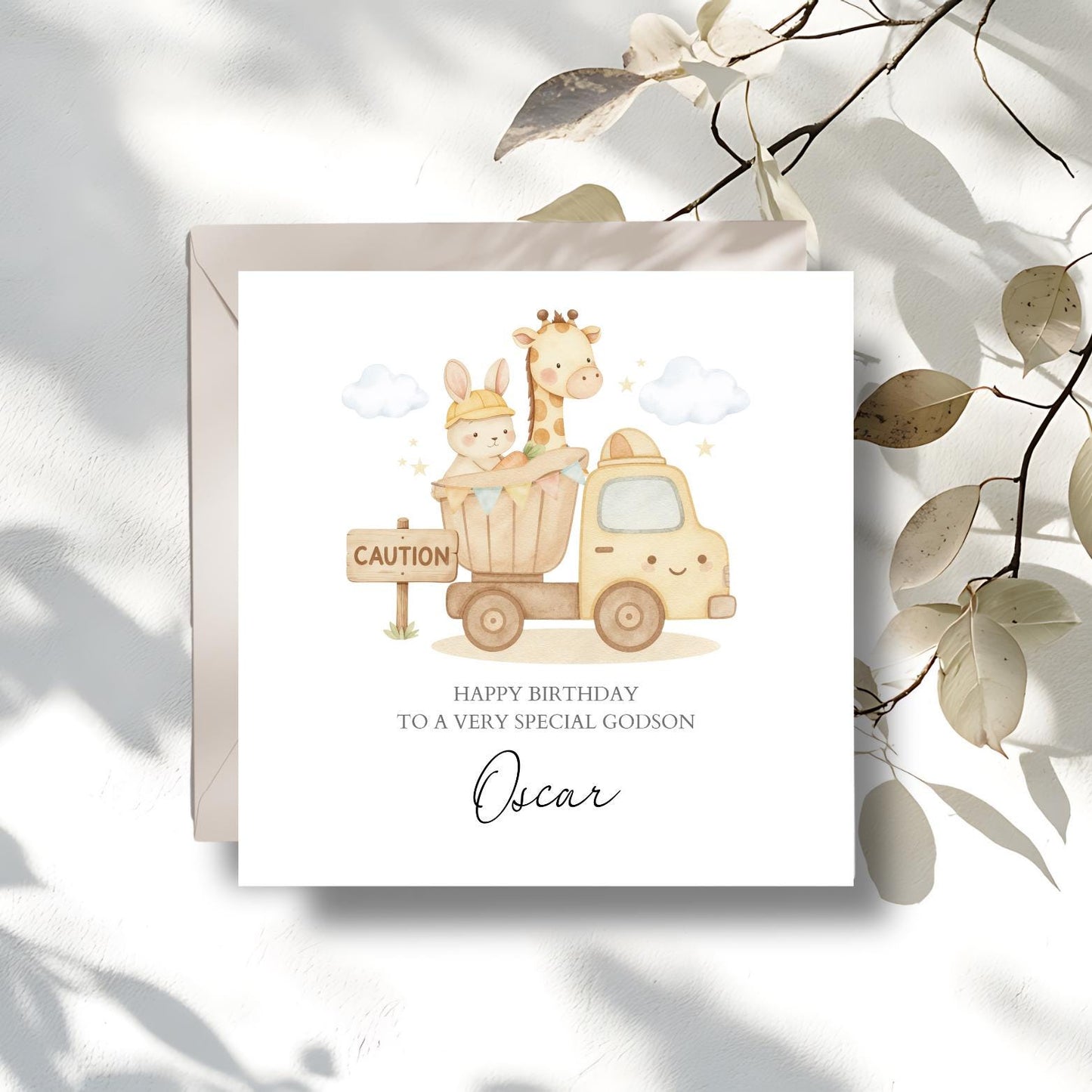 Personalised Birthday Construction Card-1st, 2nd, 3rd Birthday Digger Card- Birthday Card for Son, Grandson, Any Relation