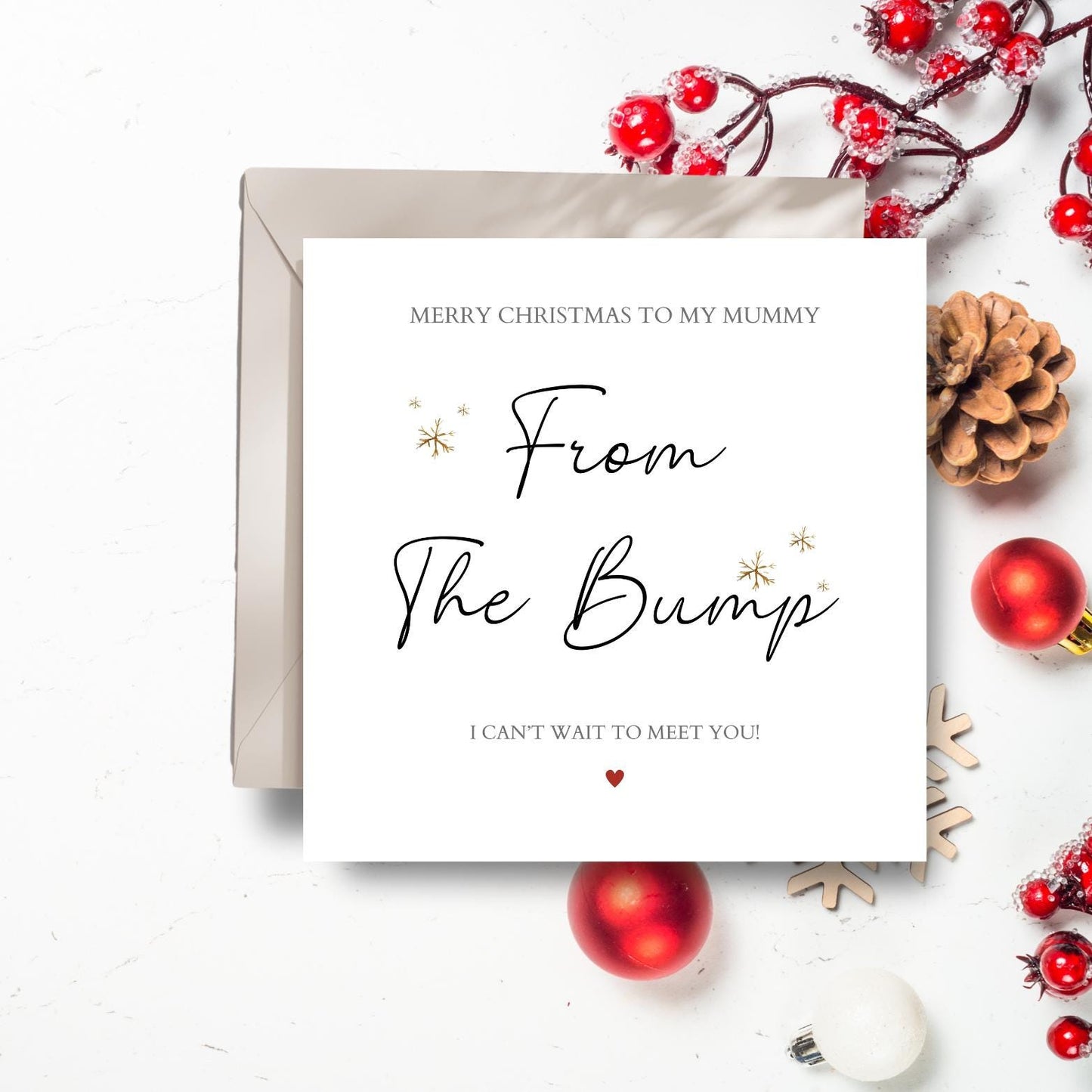 Personalised Mum to be Christmas Card, From The Bump Christmas Card, Mummy Christmas Card From The Bump, Pregnancy Christmas Card