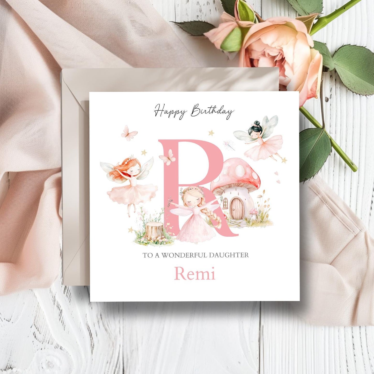 Personalised Fairy Birthday Card - 1st Birthday Fairy Card - Pink Magical Card for Daughter, Granddaughter, Niece, Any Relation