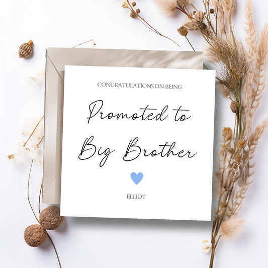 Personalised Big Brother Card, Personalised Promoted to Big Brother Card l Big Bro Card |New Baby Card | Simple Elegant Card For Big Brother
