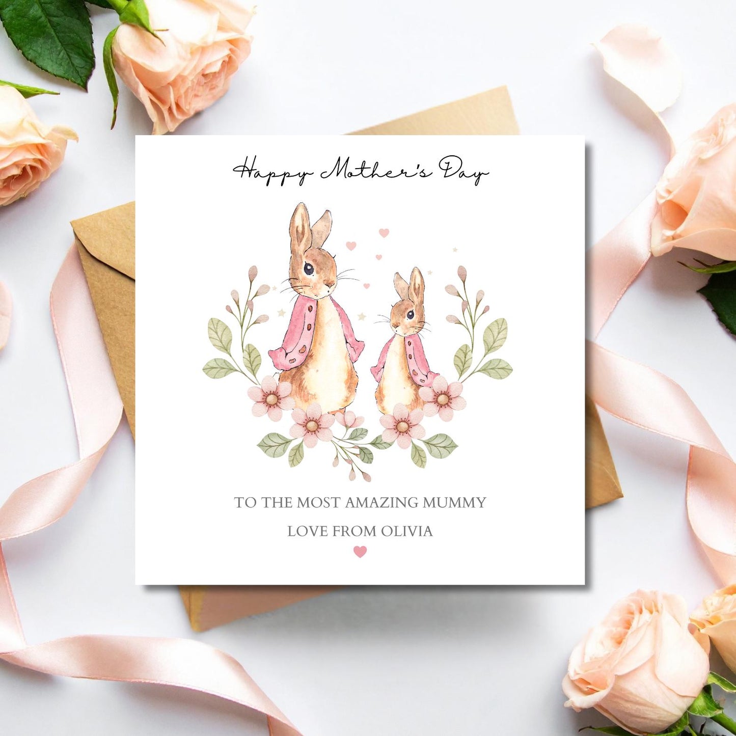 Personalised Peter Rabbit Mothers Day Card, Mummy Rabbit Mothers Day Card, Mummy Mothers Day Card, Cute Bunny Mum Card