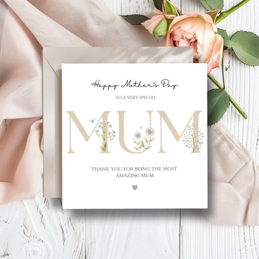 Personalised Mothers Day Card, Best Friend Mothers Day Card, Neutral Mothers Day Card, Wonderful Mum Card