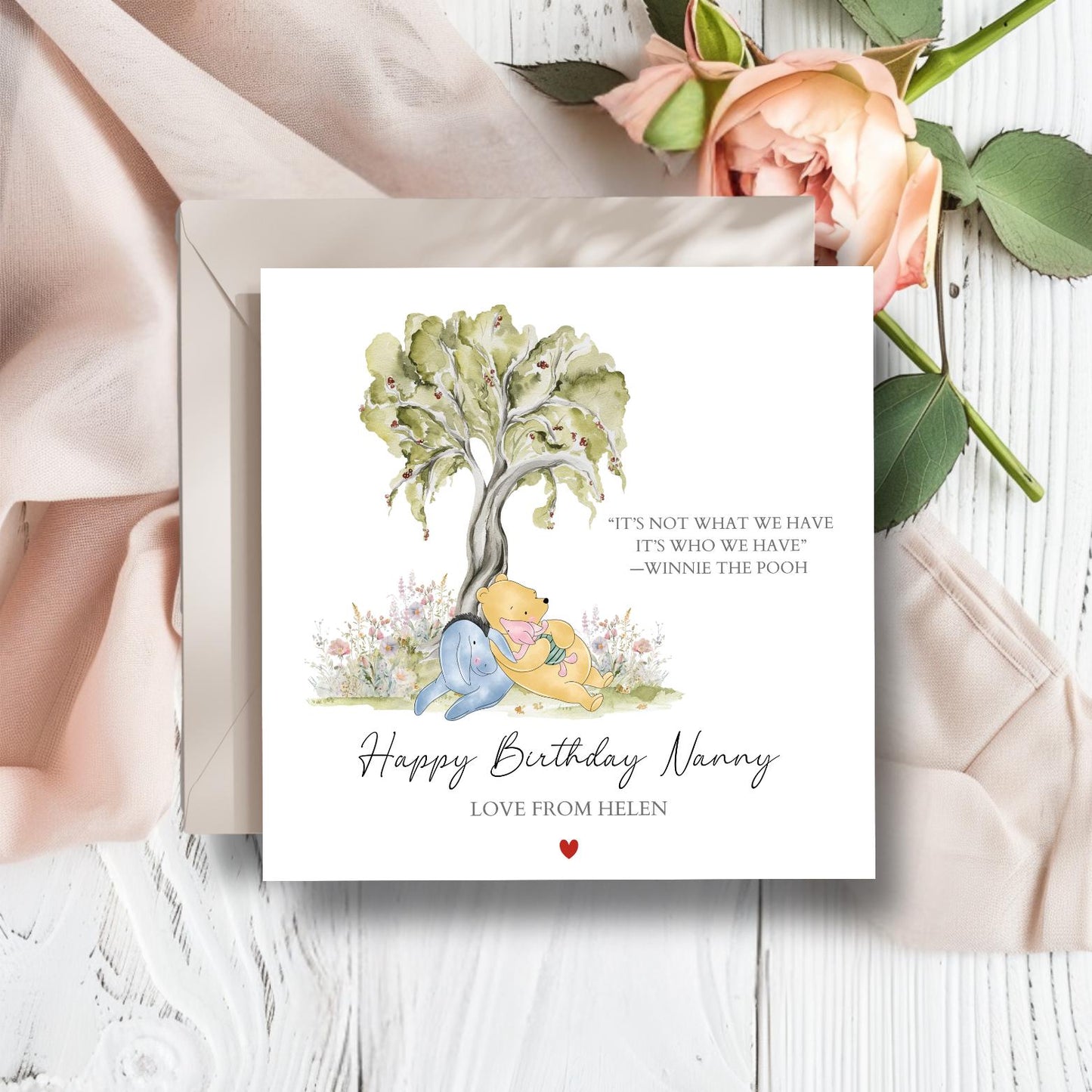 Personalised Mummy Birthday Winnie The Pooh Card |Quote Mum Birthday Card |Sentimental Quote Card for Mum, Grandma, Nanny, Any Relation