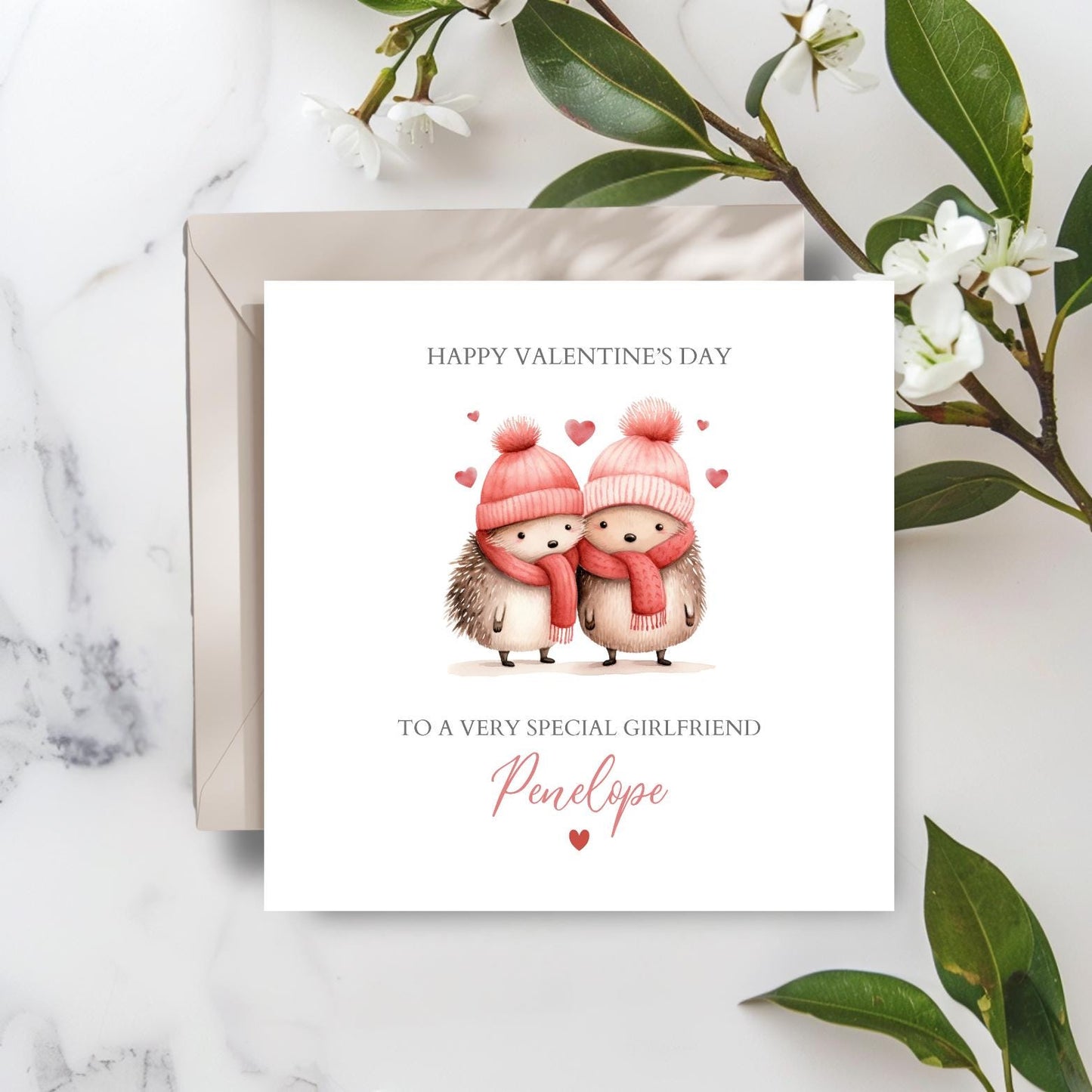 Personalised Girlfriend Valentines Card, Personalised Hedgehog Special Couple Valentine Card, Valentines Card for Wife, Girlfriend, Fiancé