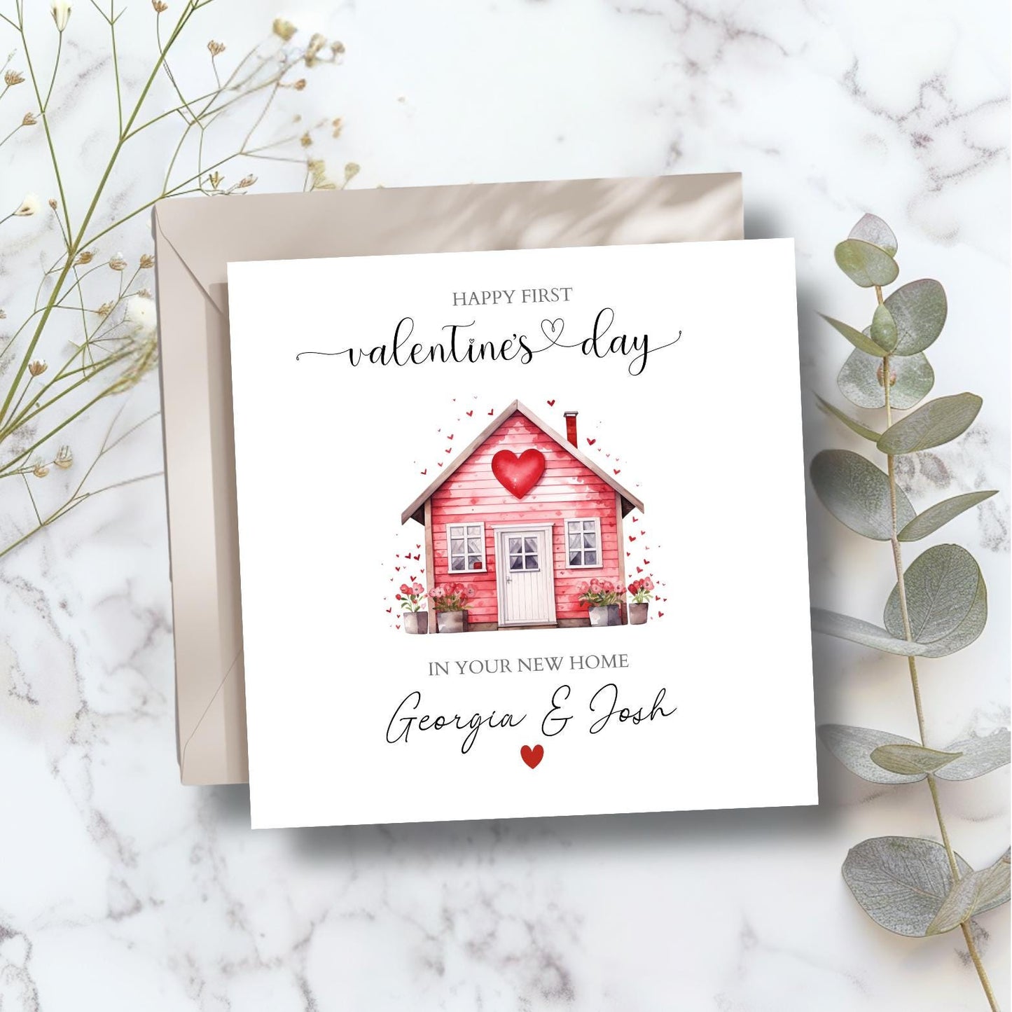 Personalised First Valentine's In Your New Home Card, 1st Valentine In Your New Home Card, Personalised Valentine's Home Heart Card