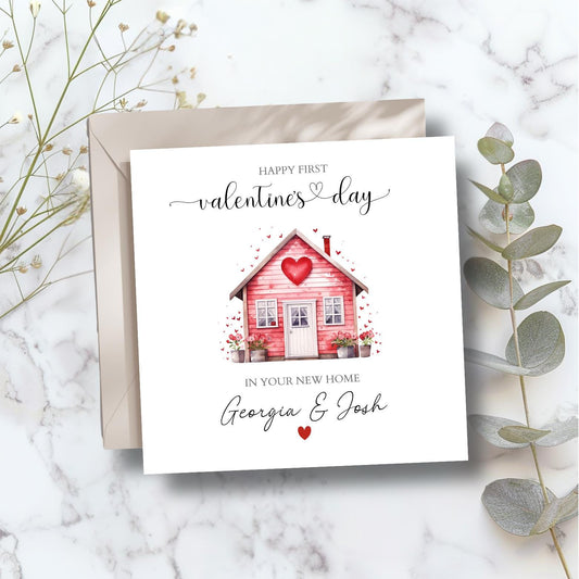 Personalised First Valentine's In Your New Home Card, 1st Valentine In Your New Home Card, Personalised Valentine's Home Heart Card