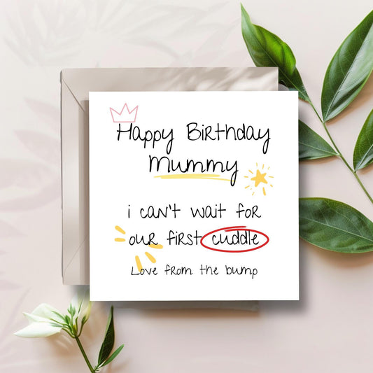 Personalised Mummy Birthday Card From the Bump - Mummy to Be Birthday Card-Best Mum Card- Scribble Birthday Card for Mum