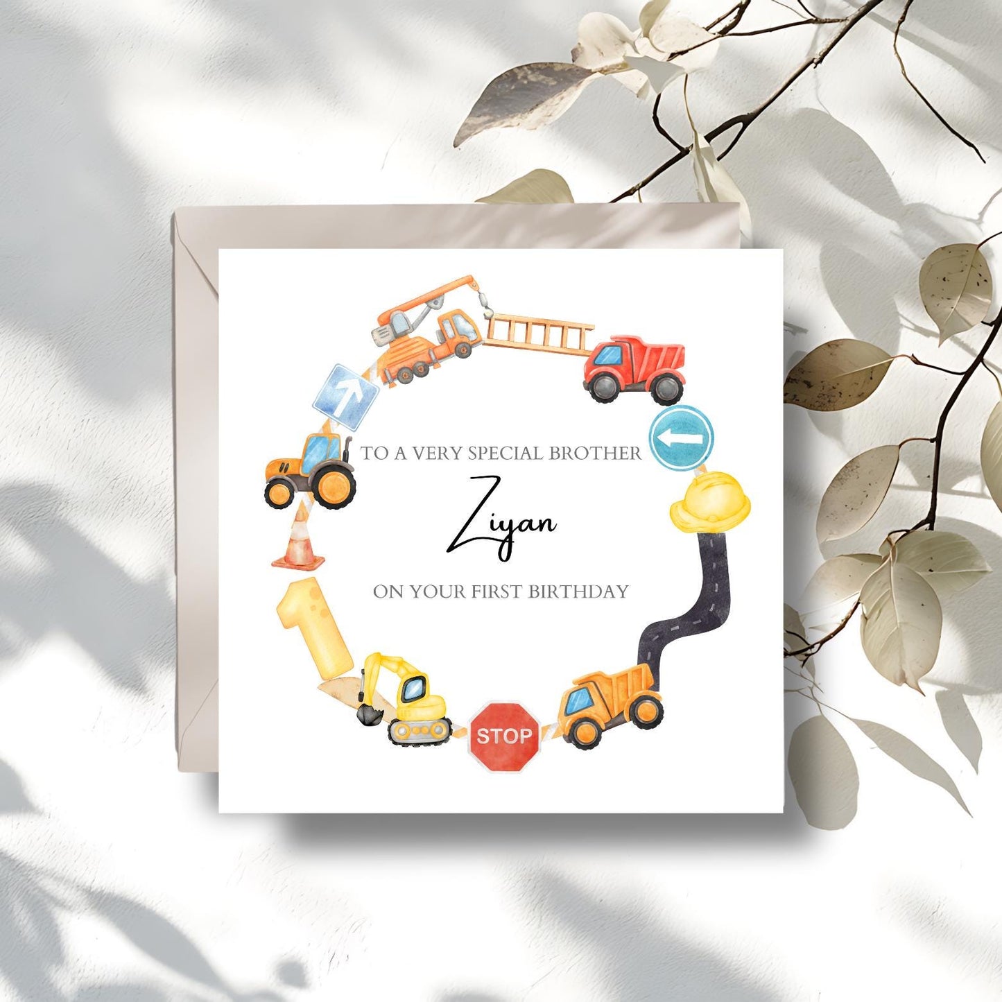 Personalised 1st, 2nd, 3rd Construction Birthday Card -Construction Birthday Card -Transport Birthday Card For Boy,Son, Grandson, Nephew