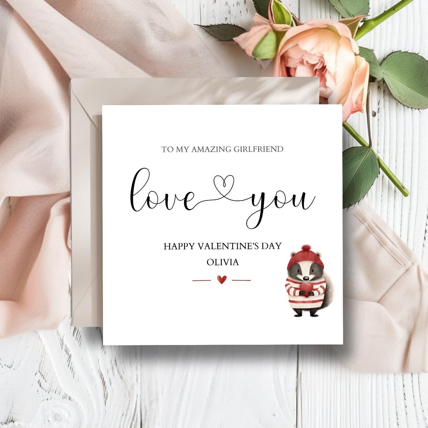 Personalised Girlfriend Valentines Card, Personalised Hearts Valentine Card for Wife, Girlfriend, Fiancé, Husband, Any Relation