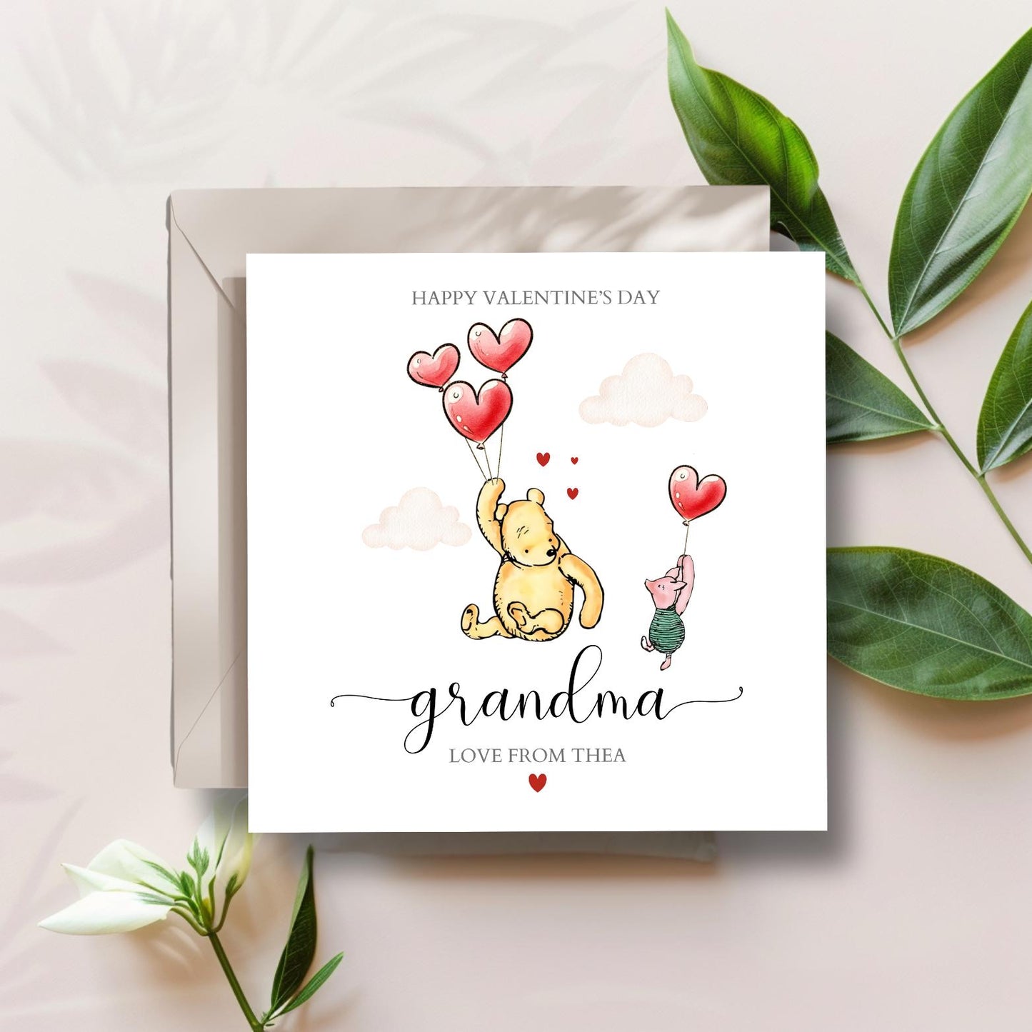 Personalised Valentine's Day Winnie The Pooh Card |Mummy Valentines Card| Grandma, Nana, Daddy Valentine's Day Card